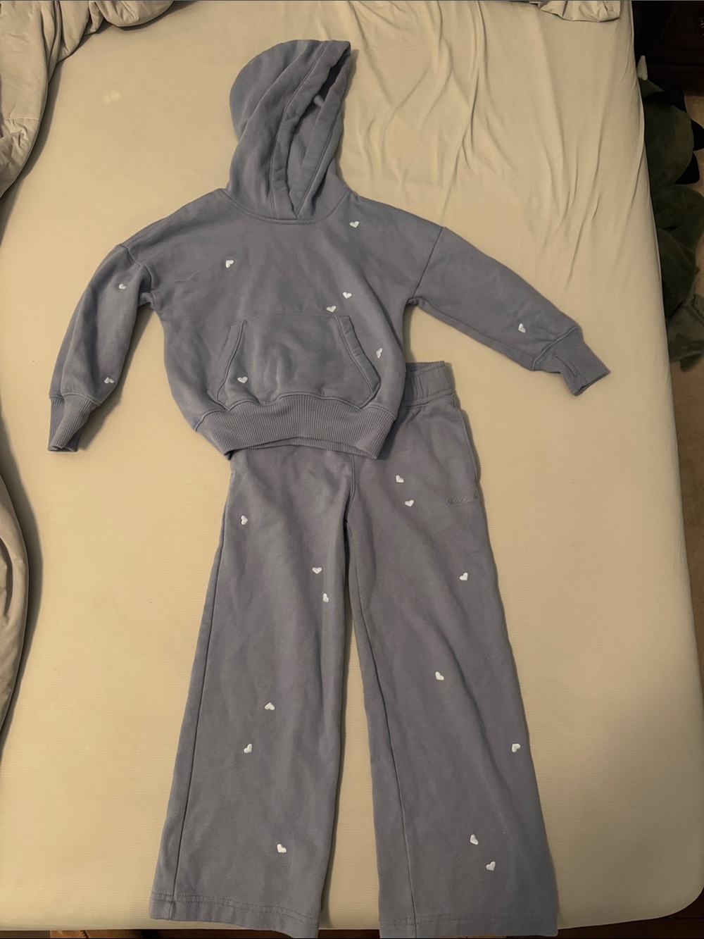 abercrombie kids blue Heart Print Sweatpants & Hoodie Set